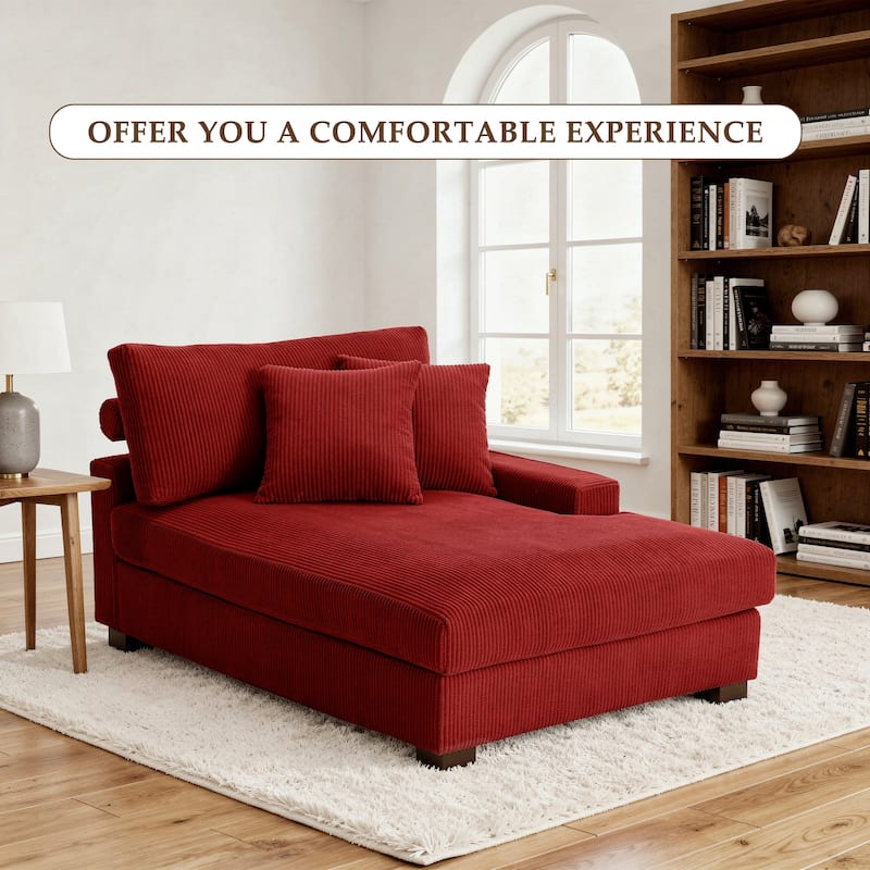 Corduroy Chaise Lounge Chair Upholstered Indoor Lounger Sofa