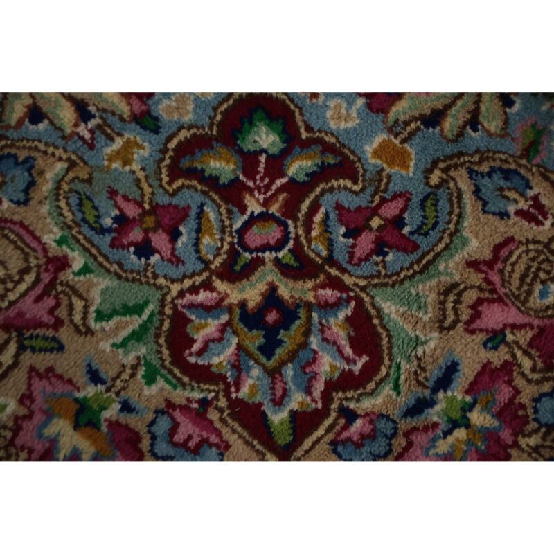 Hand Knotted Oriental 100% Wool Carpet Traditional Floral Navy Blue & Blues Kerman Area Rug - 13' 0'' X 9' 11''