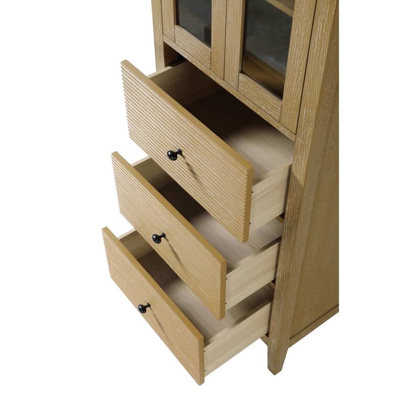 Kensington 16-28 Inch Bath Storage Glass Cabinet