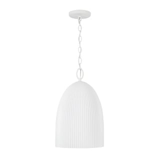 11.25" W x 18.5" H 1-Light Handcrafted Fluted Ceramic Pendant in Matte White - 11"W x 18.5"H