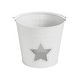 preview thumbnail 4 of 4, Metal Bucket w/ Star Cutout White 6x6.5x5