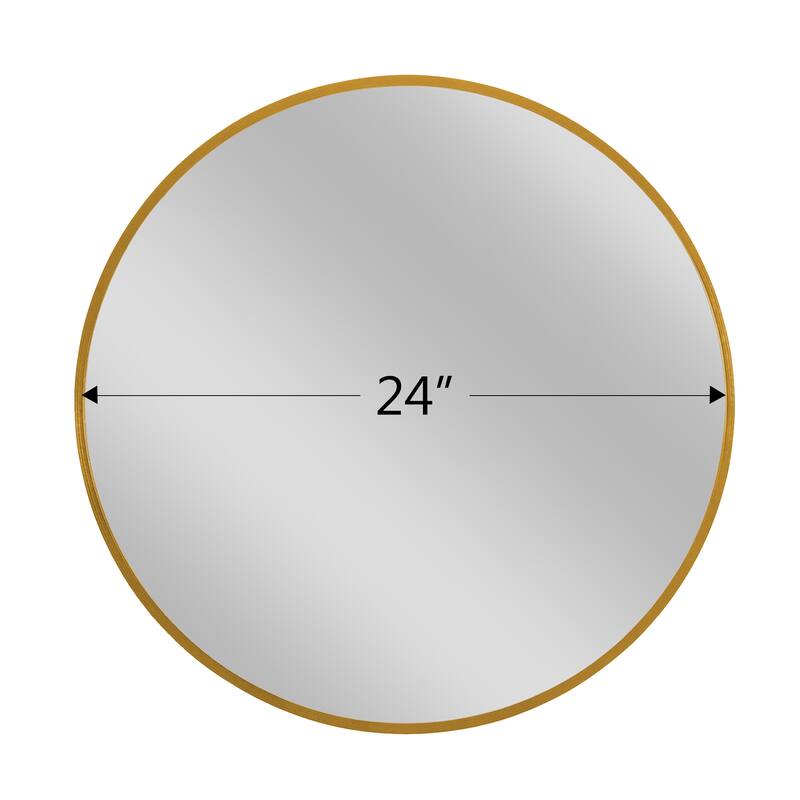 Wall Round Mirror 30'' Modern Brushed Metal Frame Wall-Mounted