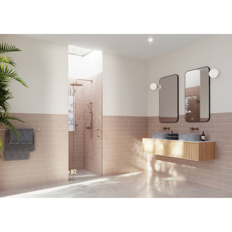 Glass Warehouse GW-GH-31 Halo 78" High x 31" Wide Hinged Frameless - Brushed Bronze