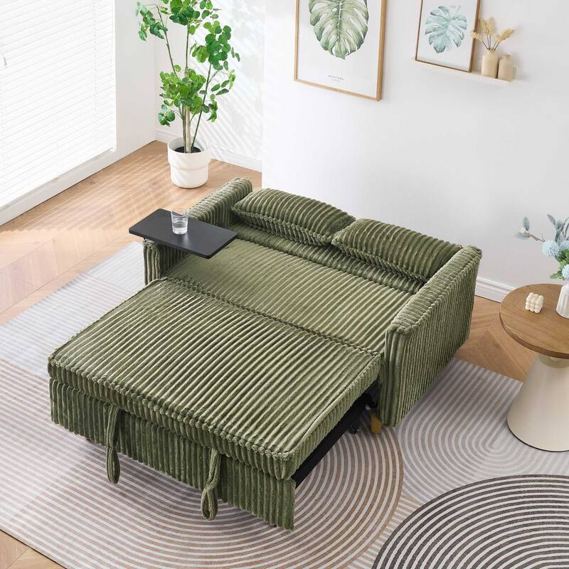 Pull Out Corduroy Sofa with USB Port