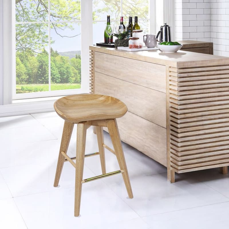 Bali Backless Wood Swivel Indoor Barstool - N/A - Natural - Counter Height - 23-28 in.