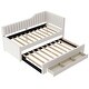 preview thumbnail 11 of 46, Daybed Captain Bed Upholstered Bed with Trundle and 3 Drawers, Elegance Stripe Design L-Shaped Upholstered Daybed Platform Bed