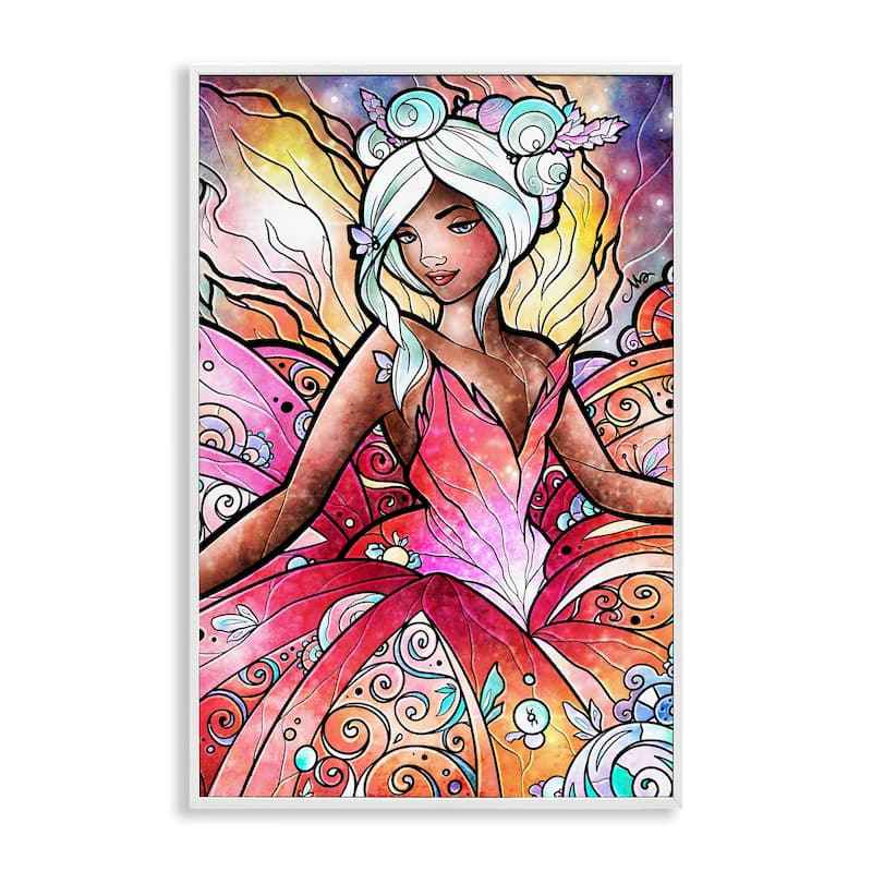 Stupell Pastel Nouveau Fairy Framed Giclee Art Design By Mandie Manzano - 16 x 24 - White