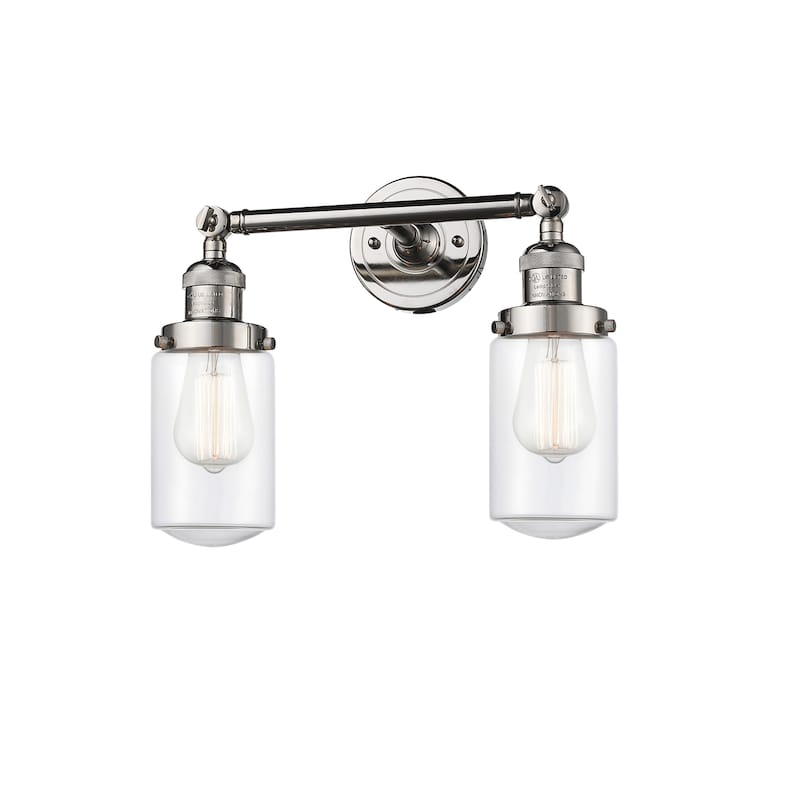 Innovations Lighting Dover 2 Light 14" Wide Bathroom Vanity Light - Polished Nickel / Clear
