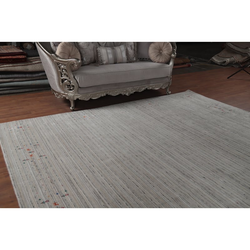 Hand Knotted Oriental 100% Wool Carpet Tribal Animal Pictorial Beige & Ivories Gabbeh Area Rug - 10' 0'' X 8' 6''