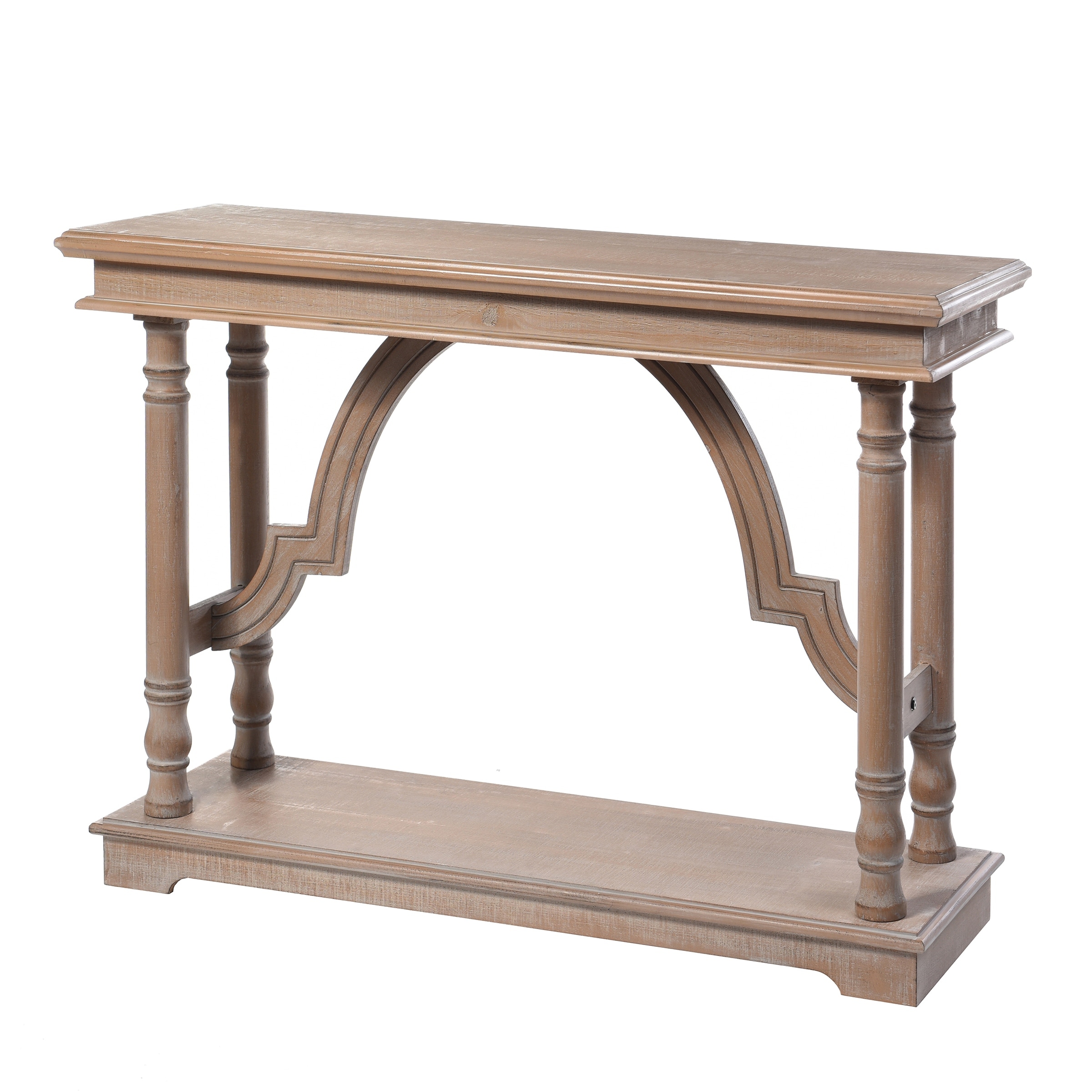 StyleCraft Wood Trestle Console Table With Arch Detail - Gray Wash Finish