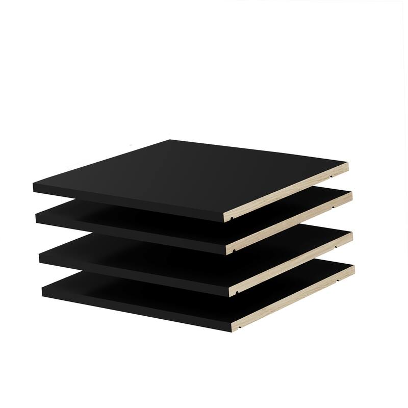 Palace Imports 100% Solid Wood Set of 4 Small Shelves for Family Wardrobe Armoires - Black