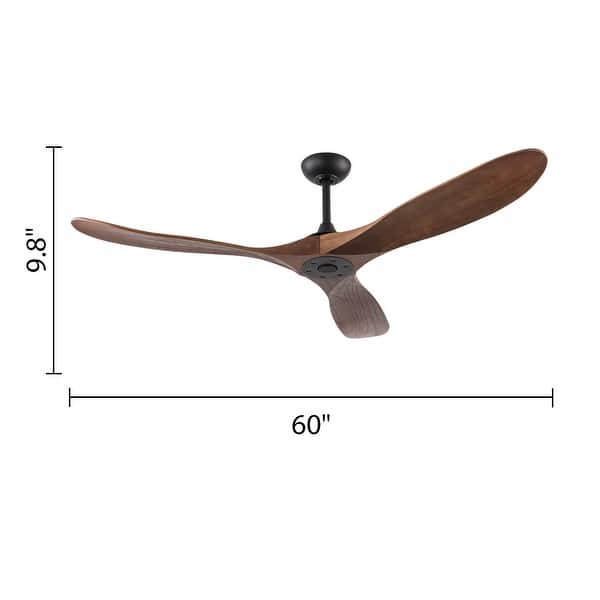60inch Retro Wood Ceiling Fan with Remote 3Blades by Timechee 60