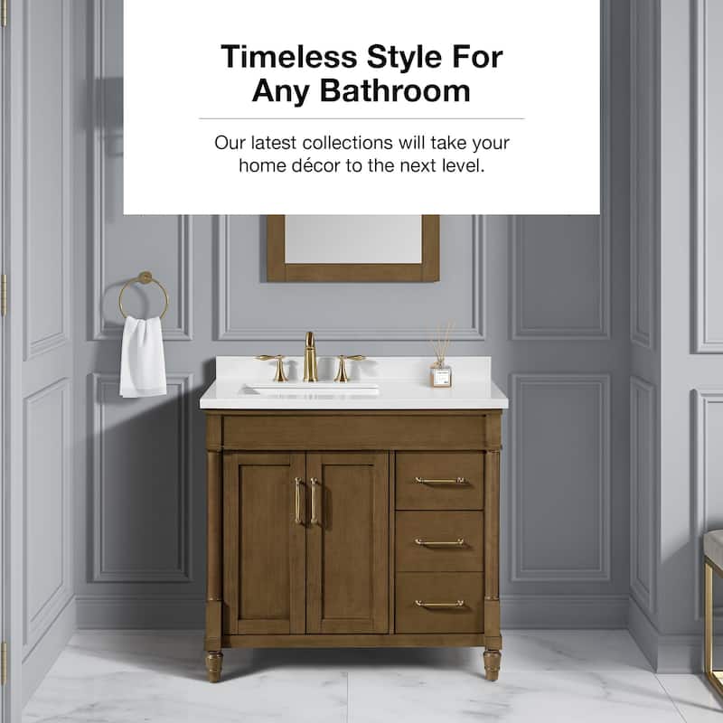 Salisbury Bathroom Vanity with White Engineered Marble Top