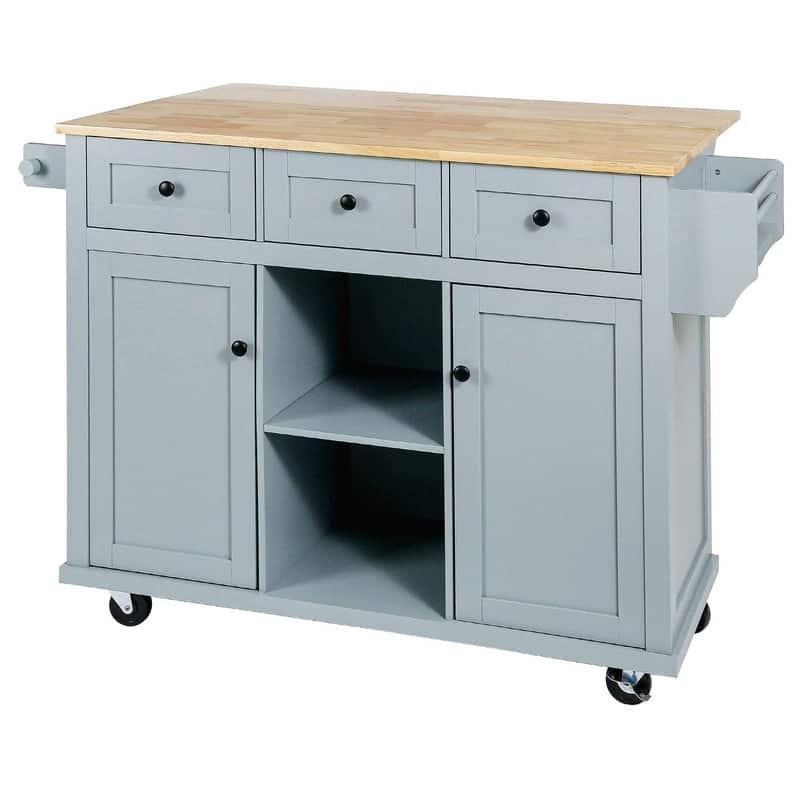 53-inch Width Kitchen Island with Drop-Leaf Countertop