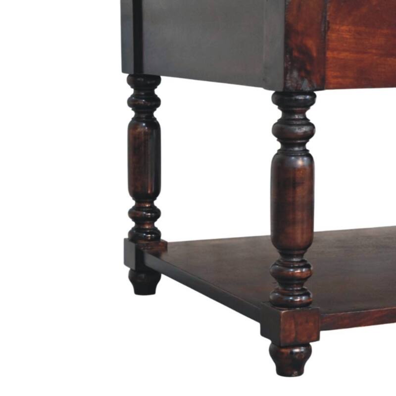 Artisan Furniture Solid Wood Turned Legs Cherry Console Table, Dark brown,1 Drawer,1 Storage area