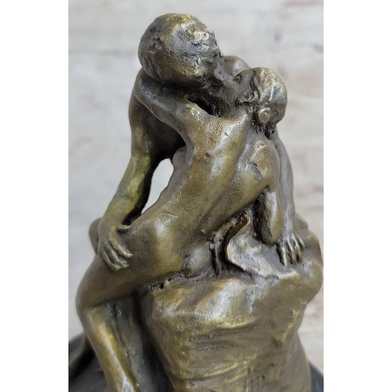 Signed Rodin Kiss Romance Love Lovers Bronze Marble Sculpture Statue Home Decor