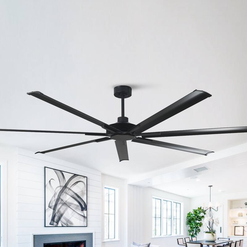 Ceiling Fan Modern 100" Industrial 7-Blade Black Metal