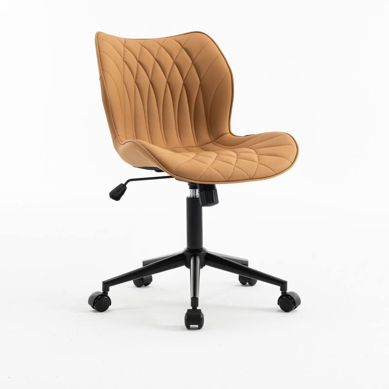 Faux Leather Office Chair with Wheels, Upholstered Task Chair
