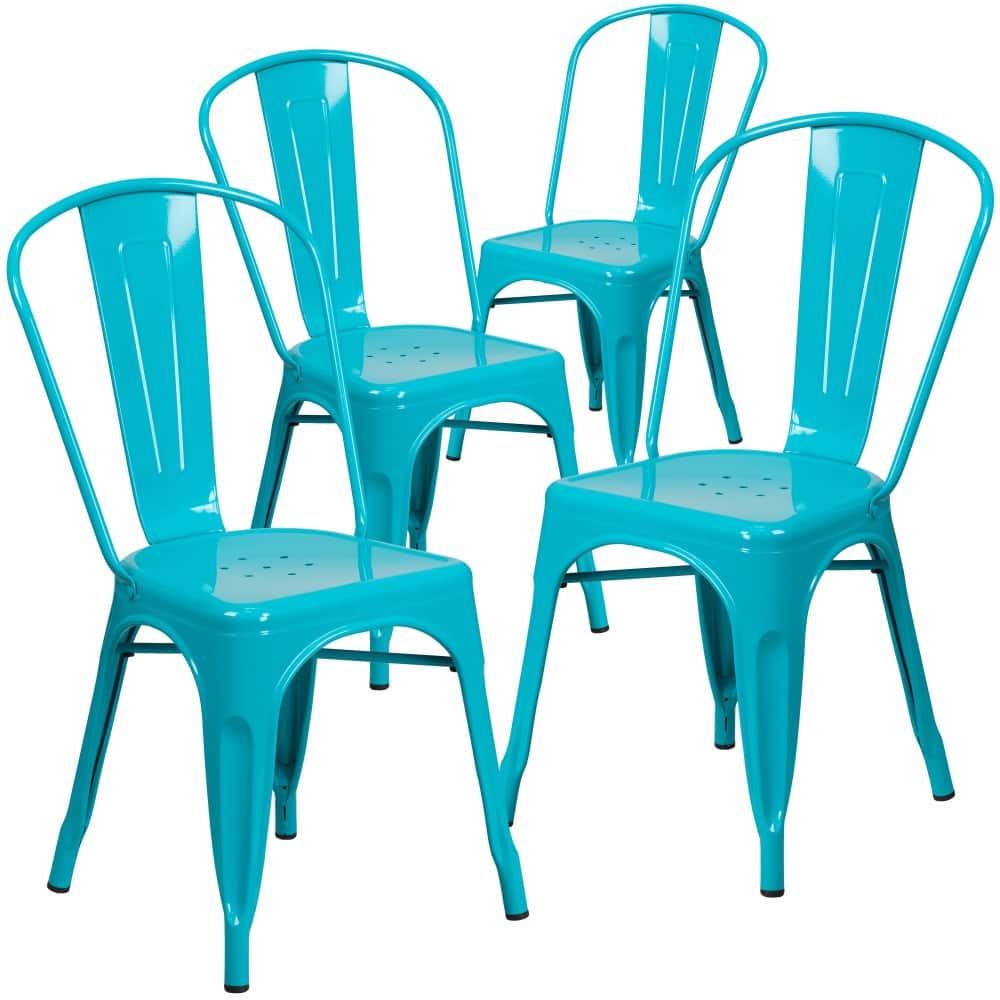 Metal Indoor/ Outdoor Stackable Bistro Chair (Set of 4)