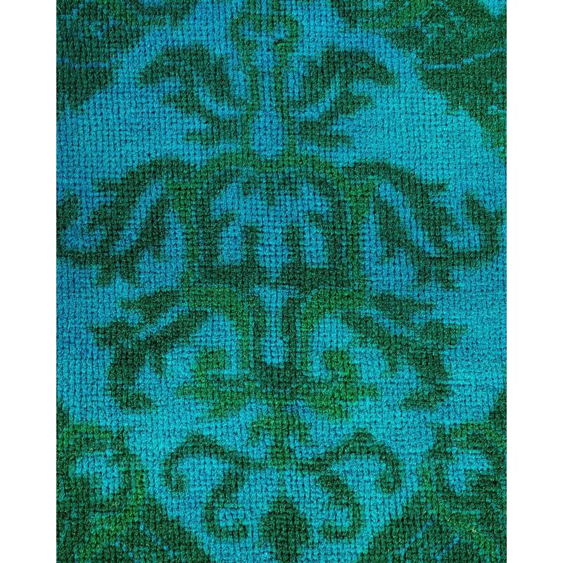 Overton Hand Knotted Wool Vintage Inspired Modern Contemporary Overdyed Blue Area Rug - 4' 1" x 6' 2"