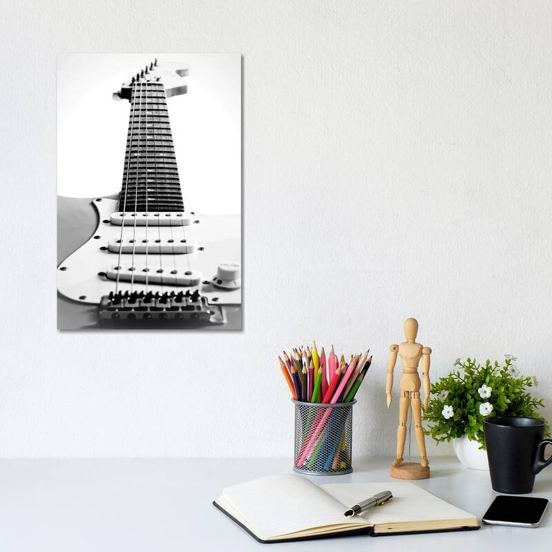 iCanvas "Black and White Guitar Side" by Tom Quartermaine Canvas Print - 12x8x0.75