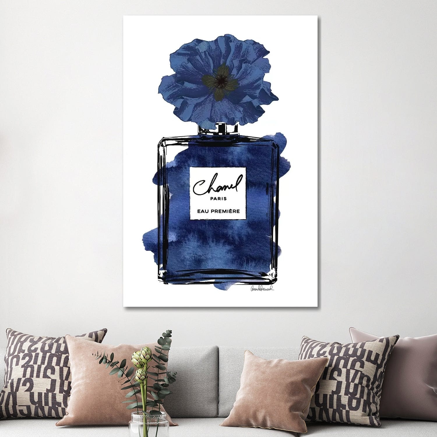 Bedroom Wall Art Blue Perfume on the Book Picture Print on Canvas