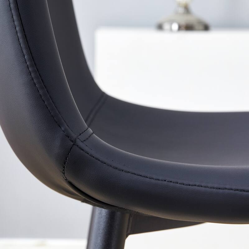 Modern PU Bar Chair Set Two Pieces with Rounded Backrest, Waterproof Cat Paw Leather, Metal Legs for Bars, Living Room