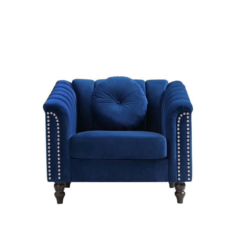 Premium Waterproof Flannel 3-Piece Living Room Sofa Set – Chair, Loveseat & Sofa - Blue-S