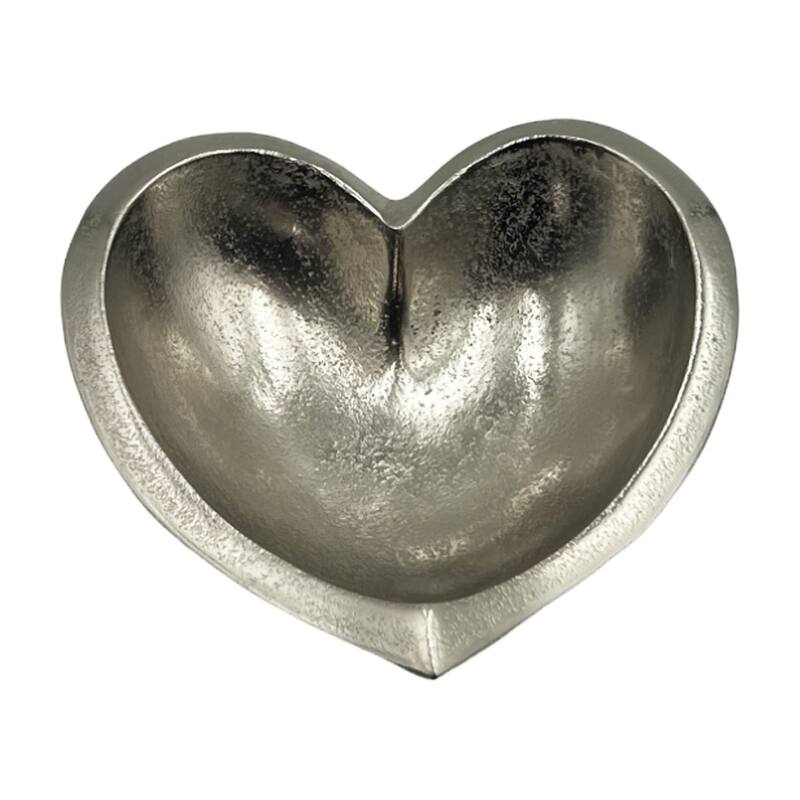 Set of 2 Decorative Handmade Aluminum Heart Bowl - Large (8 x 8 x 2.5 in) & Small (6 x 6 x 2 in)