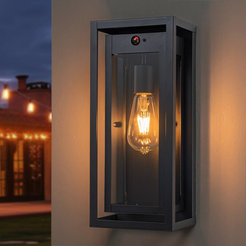 C Cattleya 1-Light Matte Black Motion Sensor Outdoor Wall Sconce