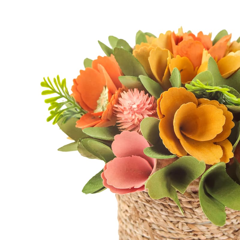 National Tree Company 8 in. Spring Rope Basket Floral Bundle