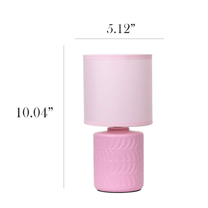 Modern Textured Ceramic Table Lamp with Fabric Drum Shade Compact Accent Lighting Multiple Colors