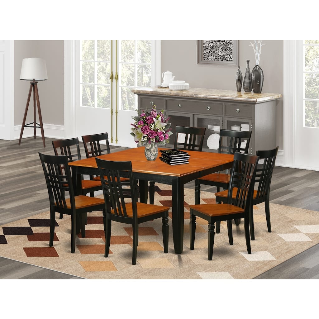 Rustic Dining Room Set - Kitchen Table with 8 Chairs - Space Saving Design
