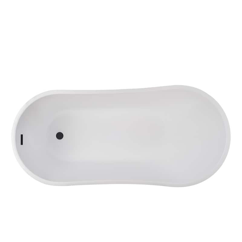 Vanity Art 59-Inch Acrylic Freestanding Soaking Bathtub with Overflow & Pop-up Drain - 59"