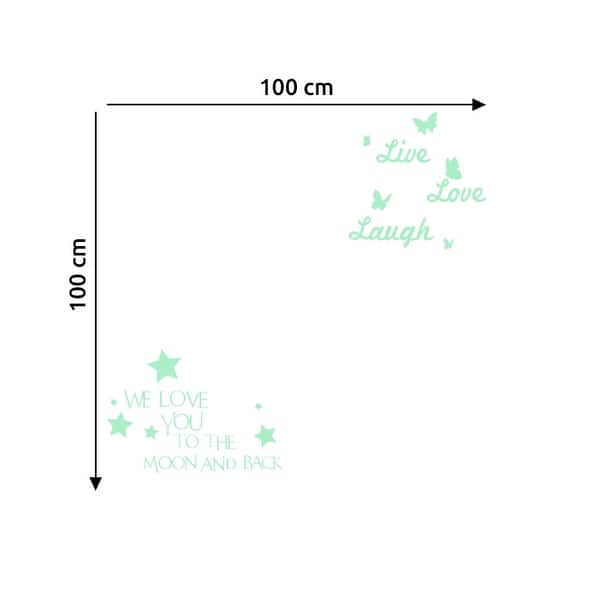dimension image slide 0 of 2, Walplus Glow In The Dark Wall Sticker Live Love Laugh Stars Room Decor