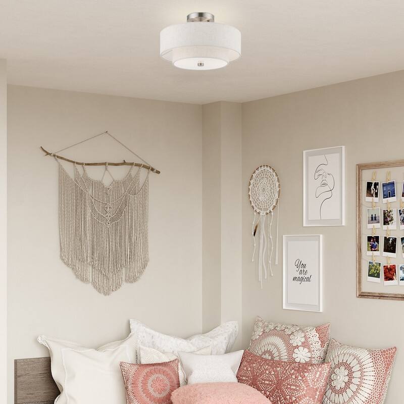 Livex Lighting 2-light Fabric Shade Flush Mount, 51083-92, 51083-91