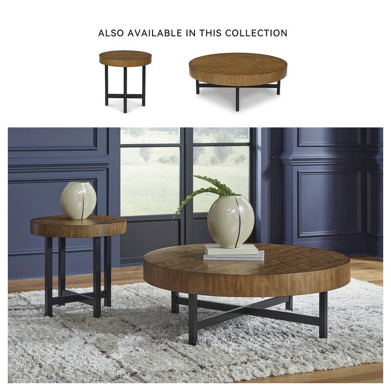 Signature Design by Ashley Steenlage Brown/Black Table (Set of 2) - 48" W x 48" D x 17" H