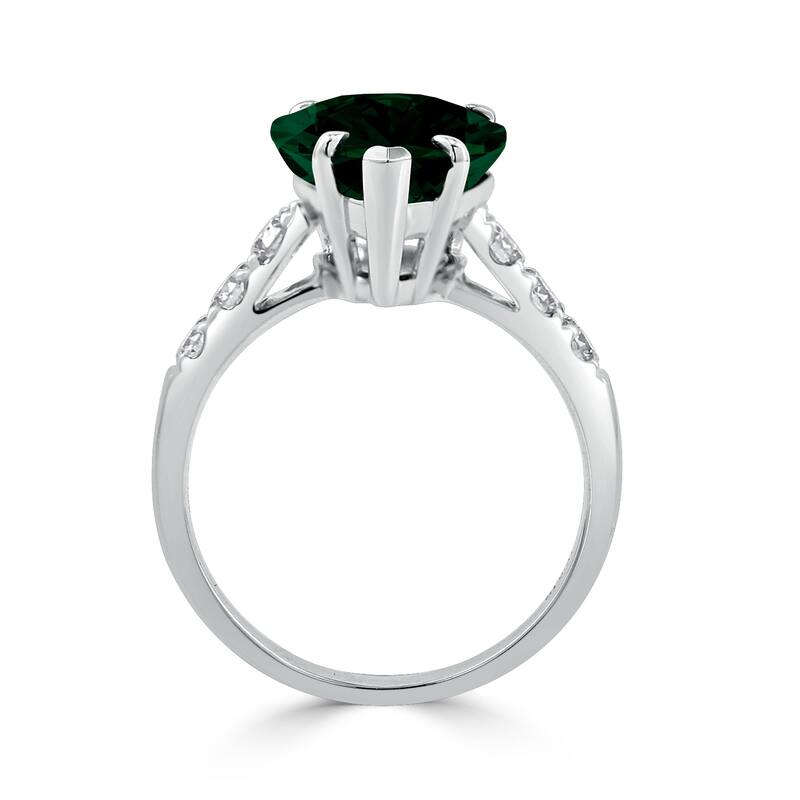 Auriya 4 1/5ct Pear-cut Green Emerald and Diamond Ring 3/8cttw 18K Gold