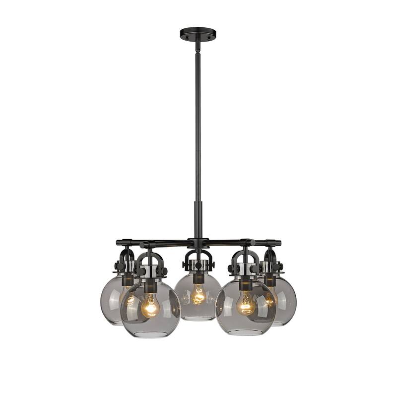Innovations Lighting Newton Sphere - 5 Light 7" Stem Hung Chandelier.
