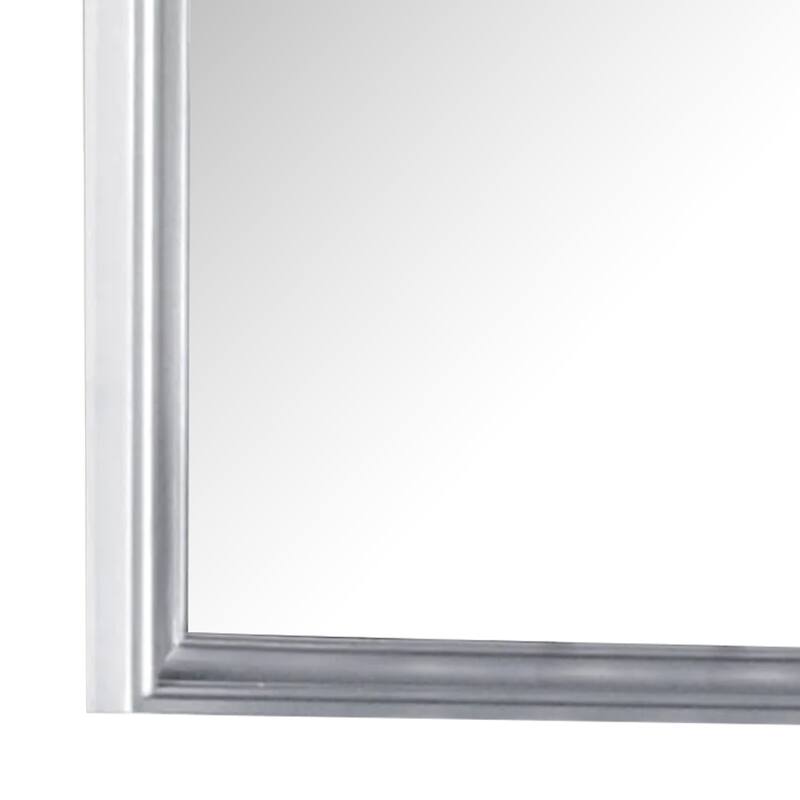 Eleena Dresser Mirror, Beveled Glass, Silver Solid Wood Frame, 41x42