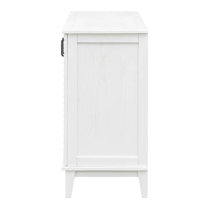 Sideboard with 4 Door Large Storage Buffet with Adjustable Shelves and Metal Handles for Kitchen