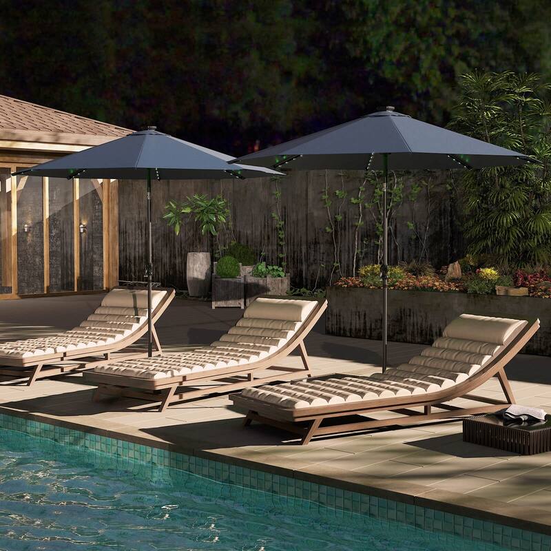 Costway 10 FT Solar Patio Umbrella with 96 LED Lights 35° Adjustable