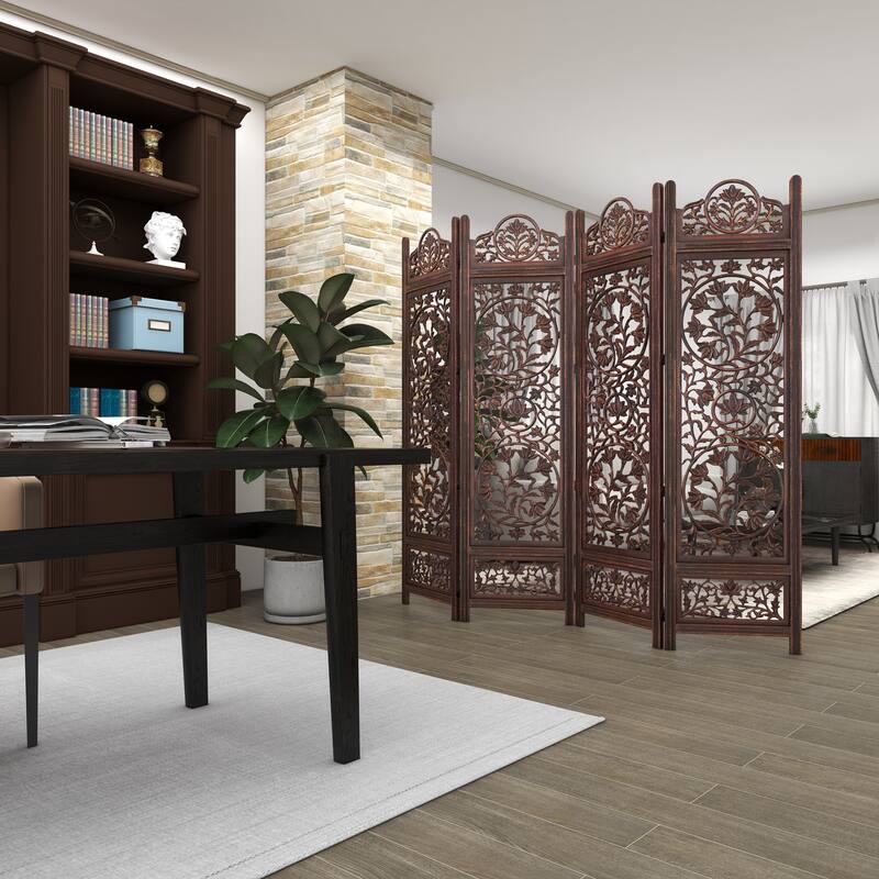 Brown MDF Traditional Room Divider Screen 72 x 80 x 1
