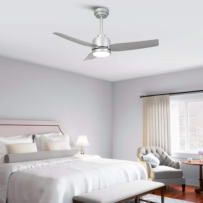 42-inch Modern Silver 3-Blades DC Motor Ceiling Fan with LED Light