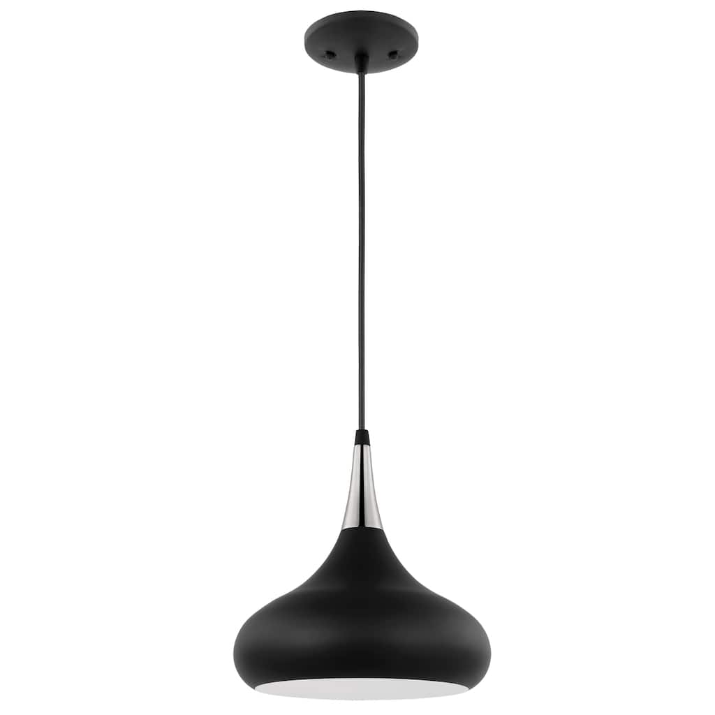 Phoenix 1 Light Small Pendant Matte Black with Polished Nickel