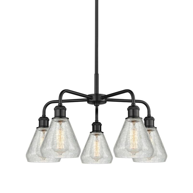 Innovations Lighting 516-5CR-15-24 Conesus Chandelier Conesus 5 Light - Matte Black / Clear Crackle
