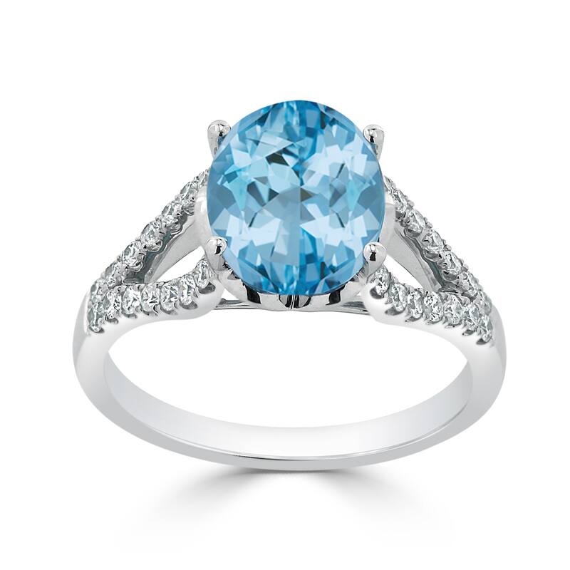 Auriya 3 1/3ct Fancy Oval Sky Blue Topaz and Diamond Engagement Ring 1/3cttw 14k Gold
