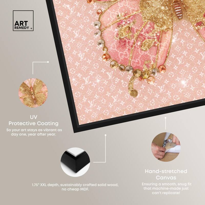 Glittering Elegant Butterfly Blush Canvas by Art Remedy