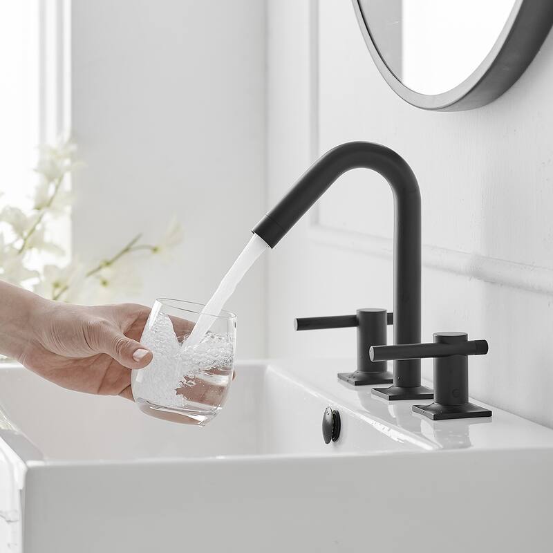 8 in. Widespread Bathroom Faucet Two Handle 3 Holes High-Arc Spout With Drain Assembly