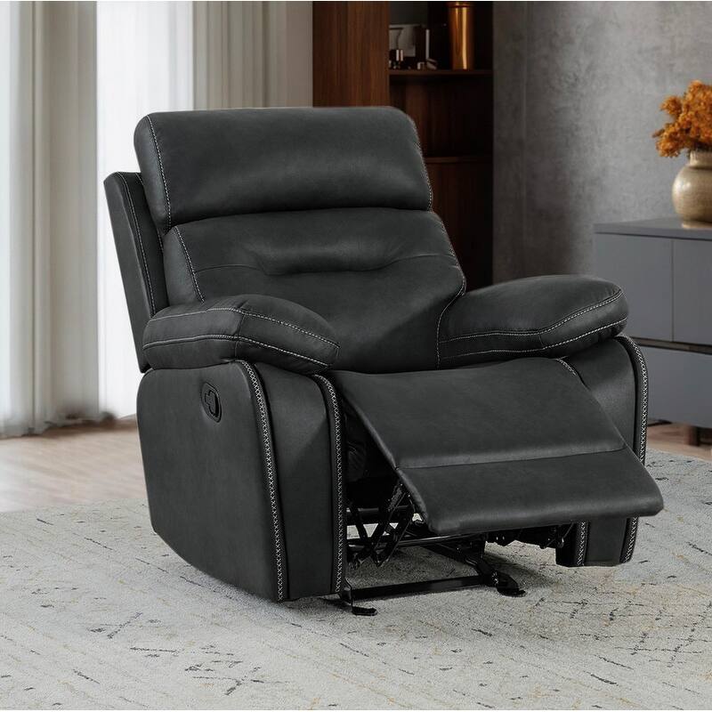 Spruce & Spring Lauren Manual Recliner Glider Rocker Chair for Living Room - Black